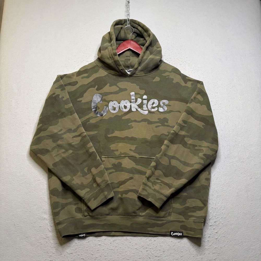 Cookies Hoodie Mens XL Green Camo Original Thin Mint Metallic Logo Y2K SF Skate